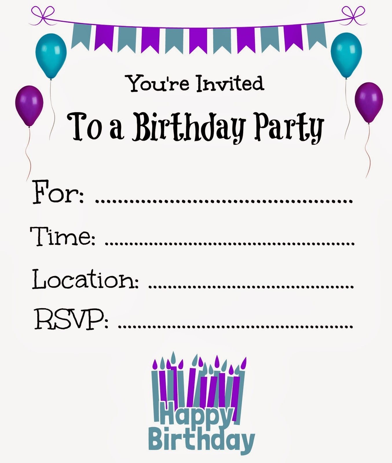 Free Printable Birthday Invitation Cards FREE Printable A Z