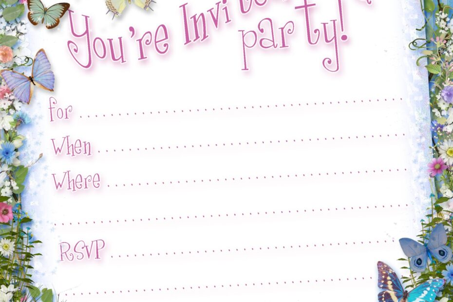 Free Printable Butterfly Party Invitation Template Printable Party Kits