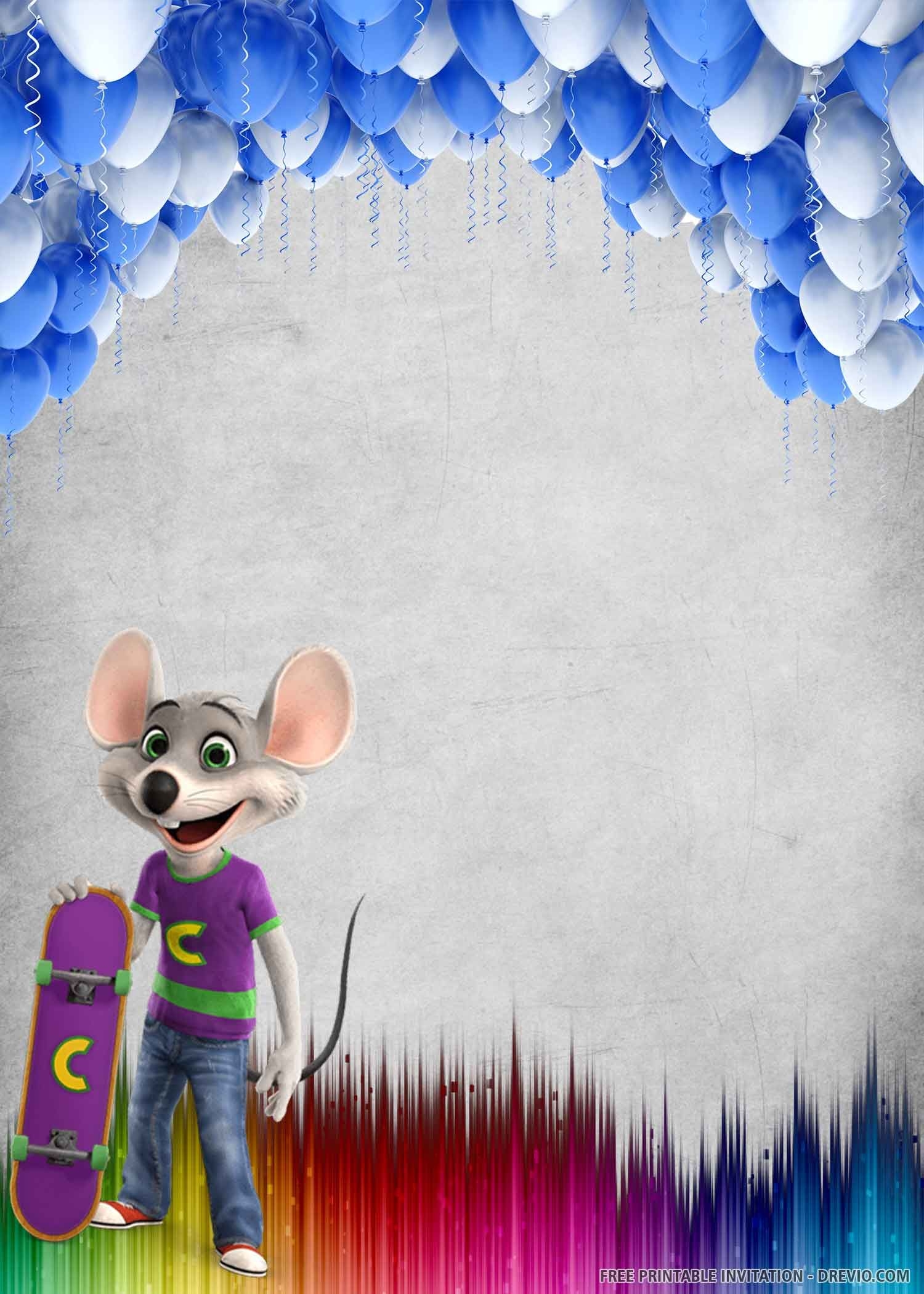  FREE PRINTABLE Chuck E Cheese Birthday Invitation Template 