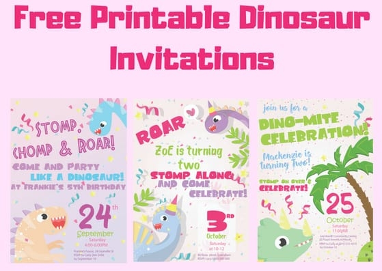 Free Printable Dinosaur Birthday Invitations 3 Different Designs 