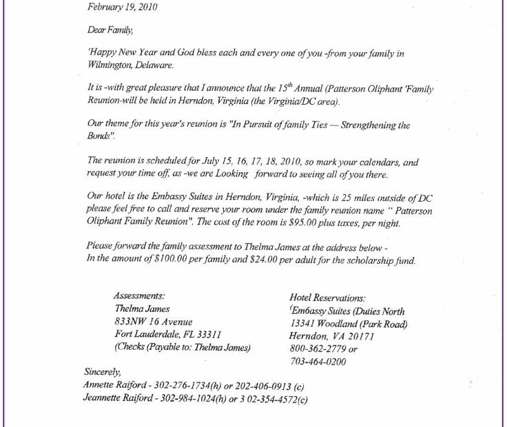 Free Printable Family Reunion Letter Templates Template Intended For
