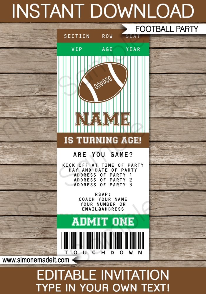 Free Printable Football Ticket Template Printable Templates