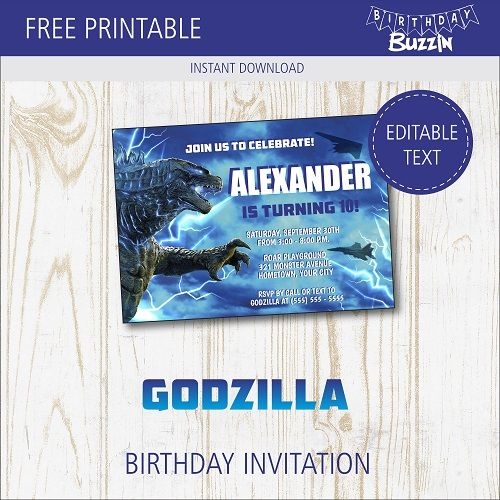 Free Printable Godzilla Birthday Party Invitations Artofit