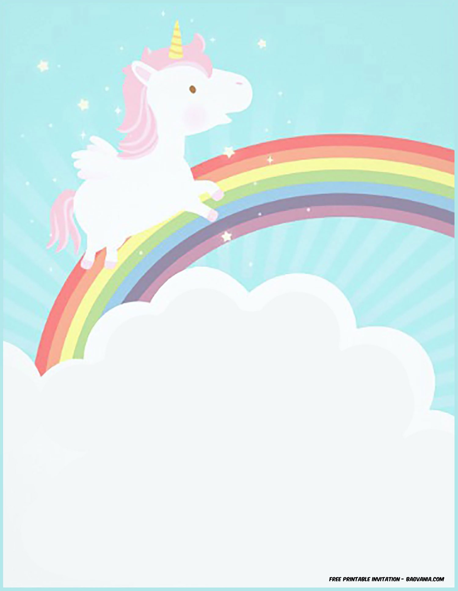 FREE Printable Golden Unicorn Birthday Invitation Template FREE 