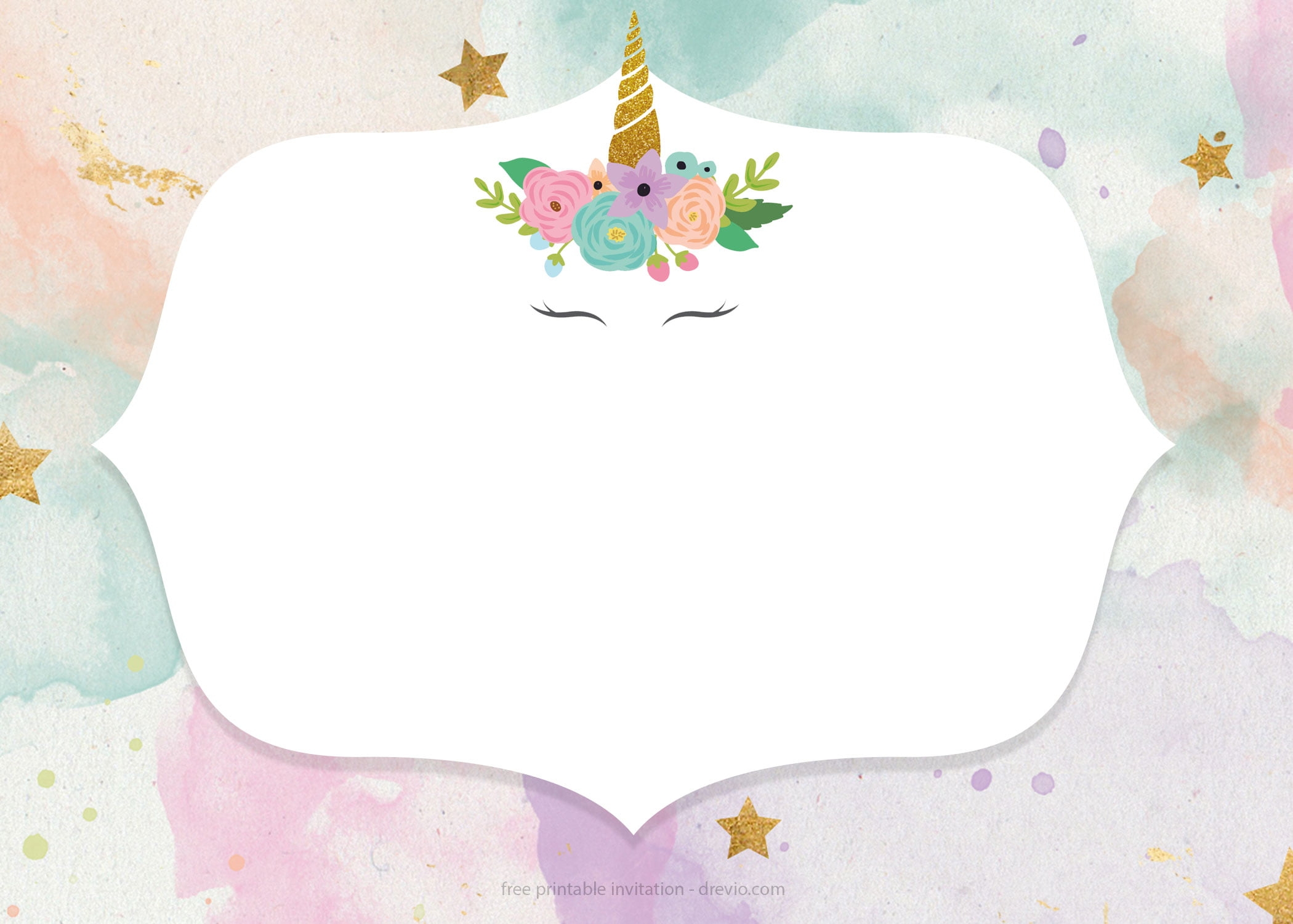 FREE Printable Golden Unicorn Birthday Invitation Template FREE 