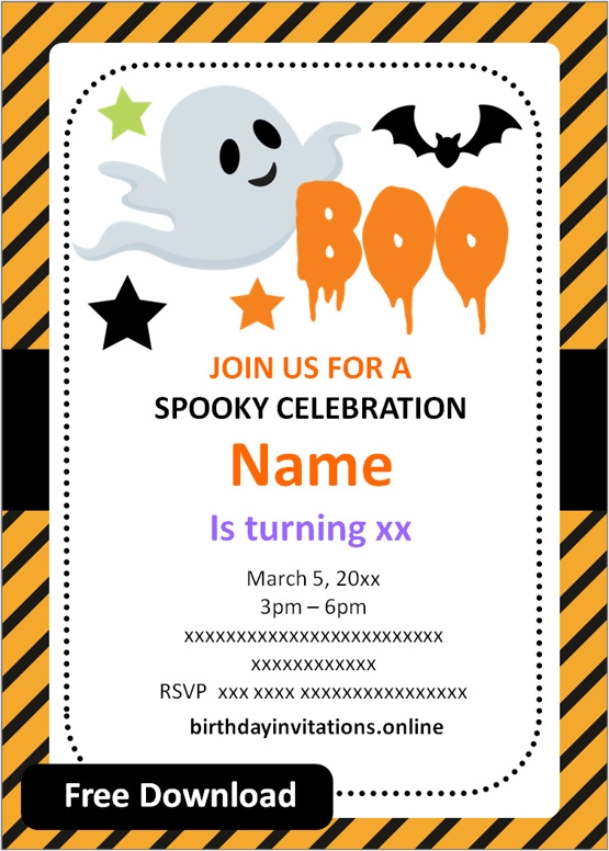 FREE Printable Halloween Birthday Invitations Templates 