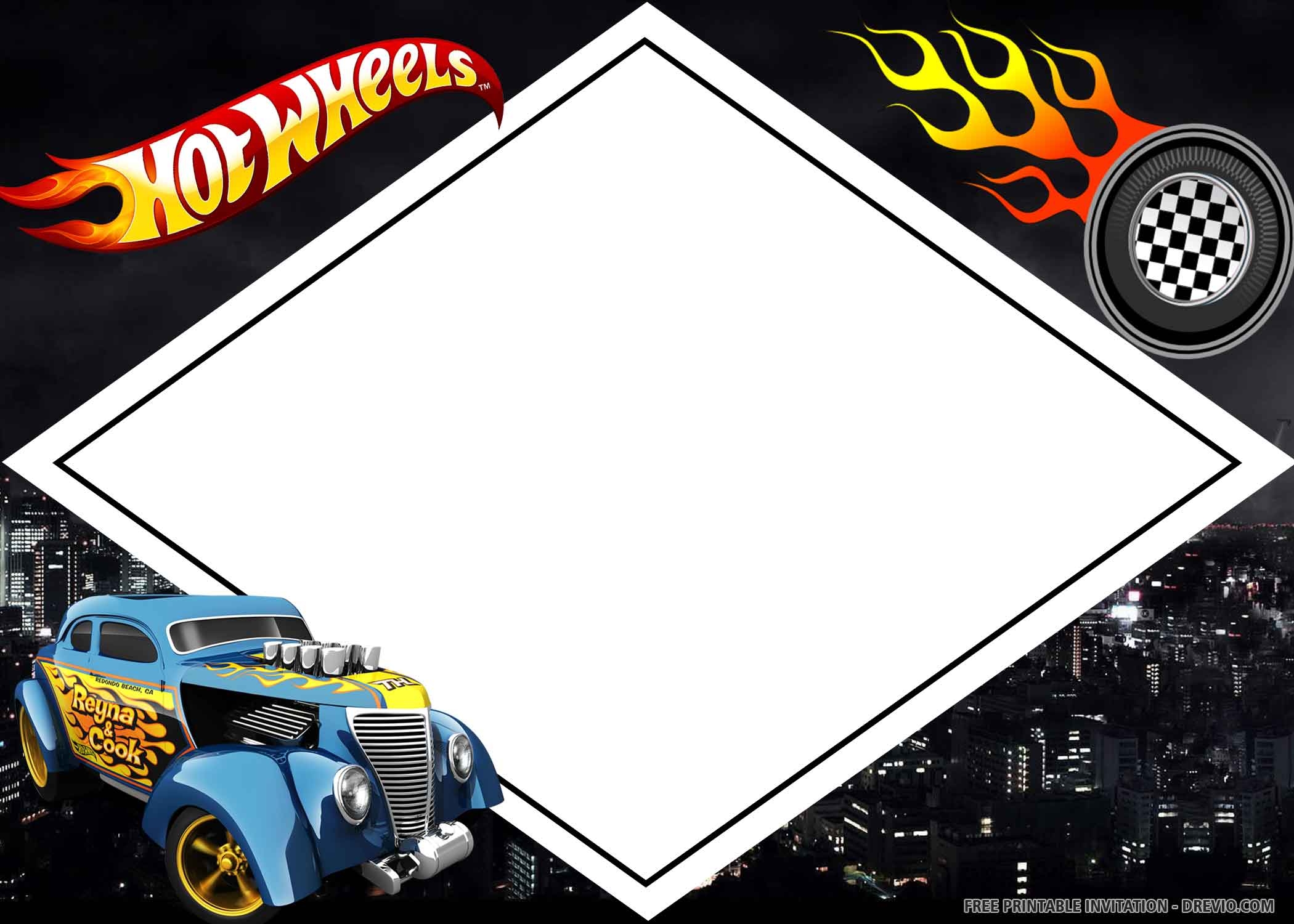  FREE PRINTABLE Hot Wheels Birthday Invitation Templates Download 