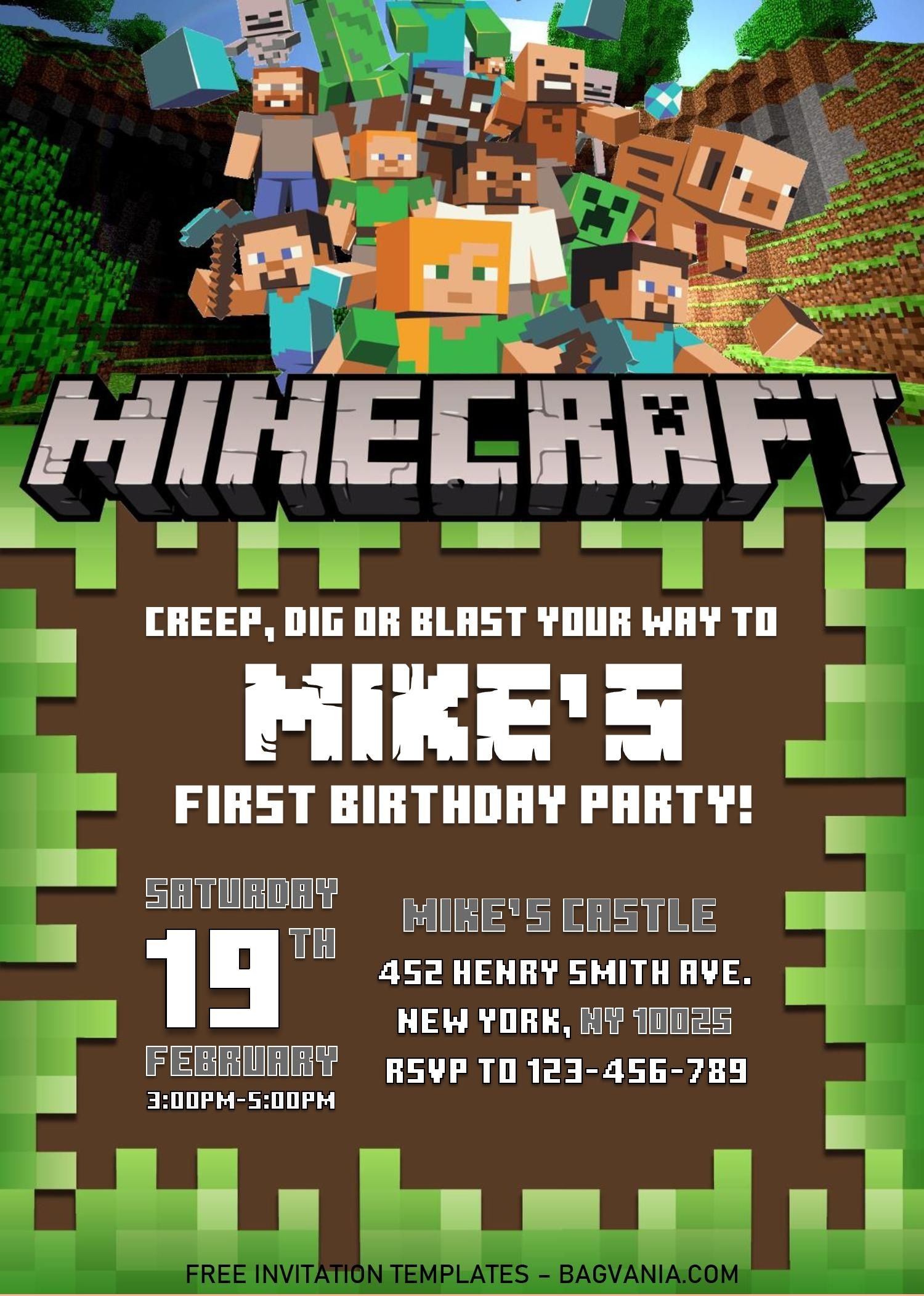 Free Printable Minecraft Invitation Template Printable Templates