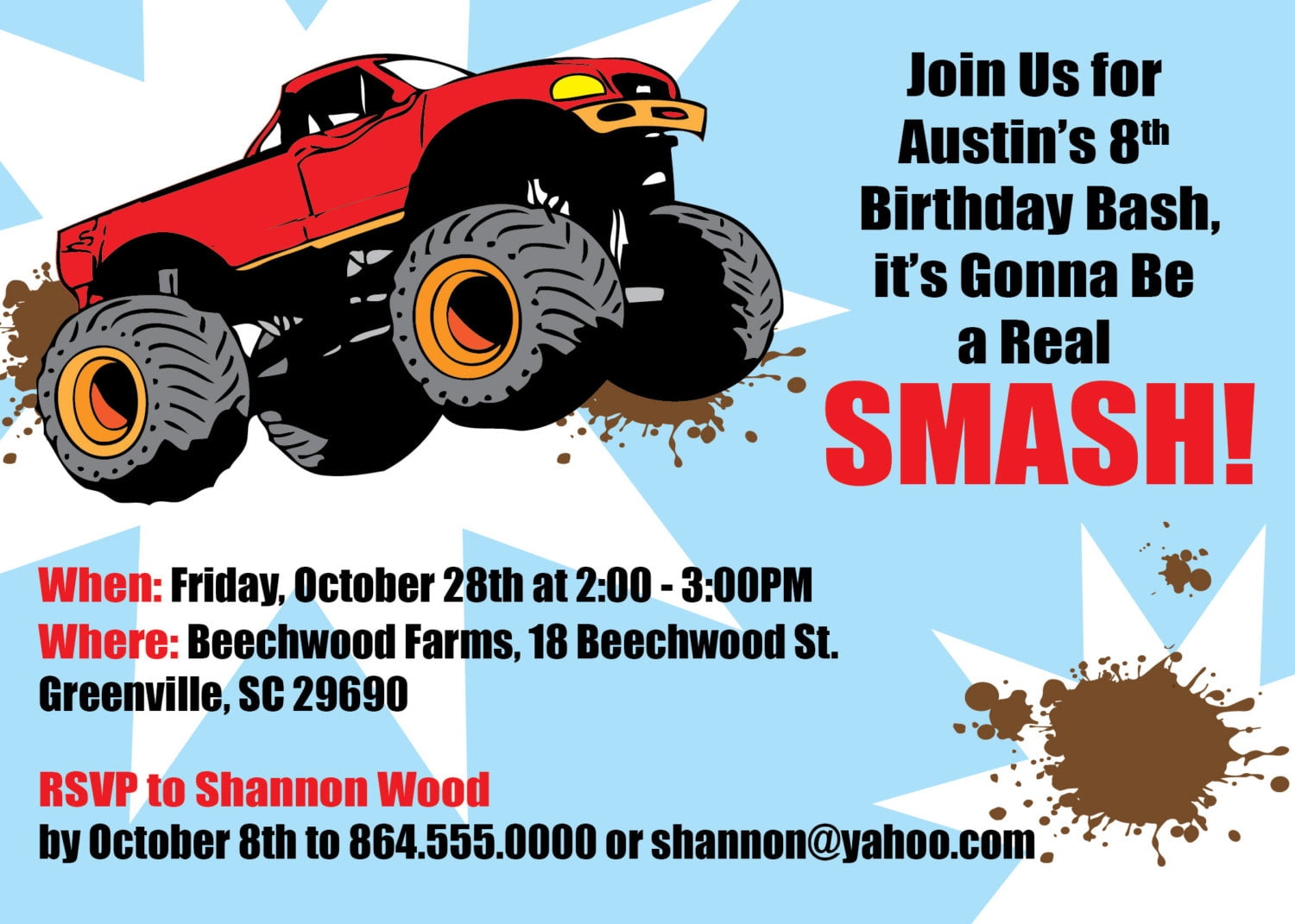 Free Printable Monster Truck Birthday Invitations Drevio Invitations 