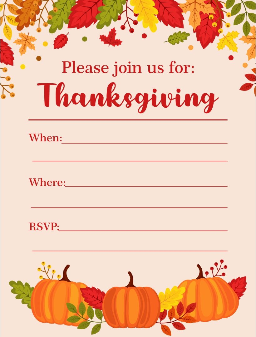 Free Printable Thanksgiving Invitations