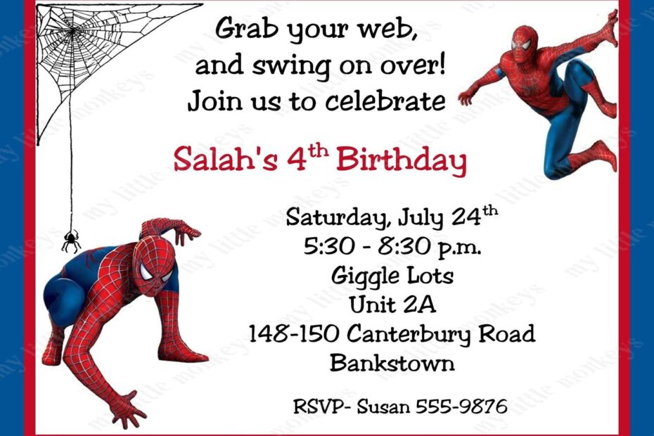 Free Spiderman Birthday Invitations Printable