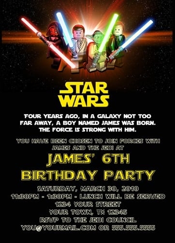 Free Star Wars Lego Birthday Invites Printable