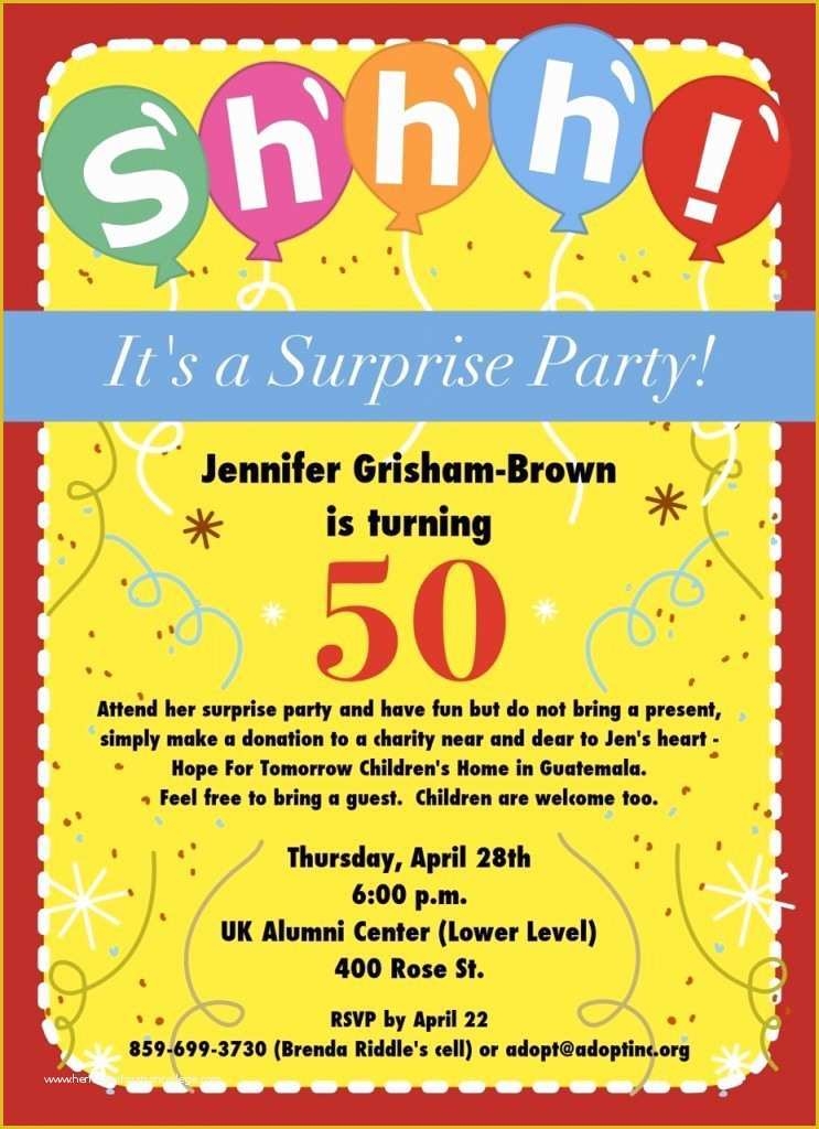 Free Surprise 50th Birthday Party Invitations Templates Of 50th 