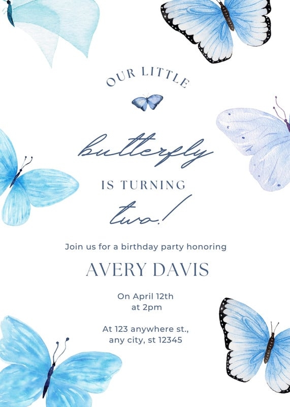 Free To Edit And Print Butterfly Invitation Templates Canva