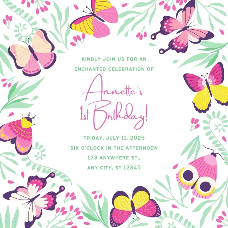 Free To Edit And Print Butterfly Invitation Templates Canva