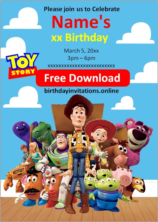  FREE TOY STORY Birthday Invitations Template Online