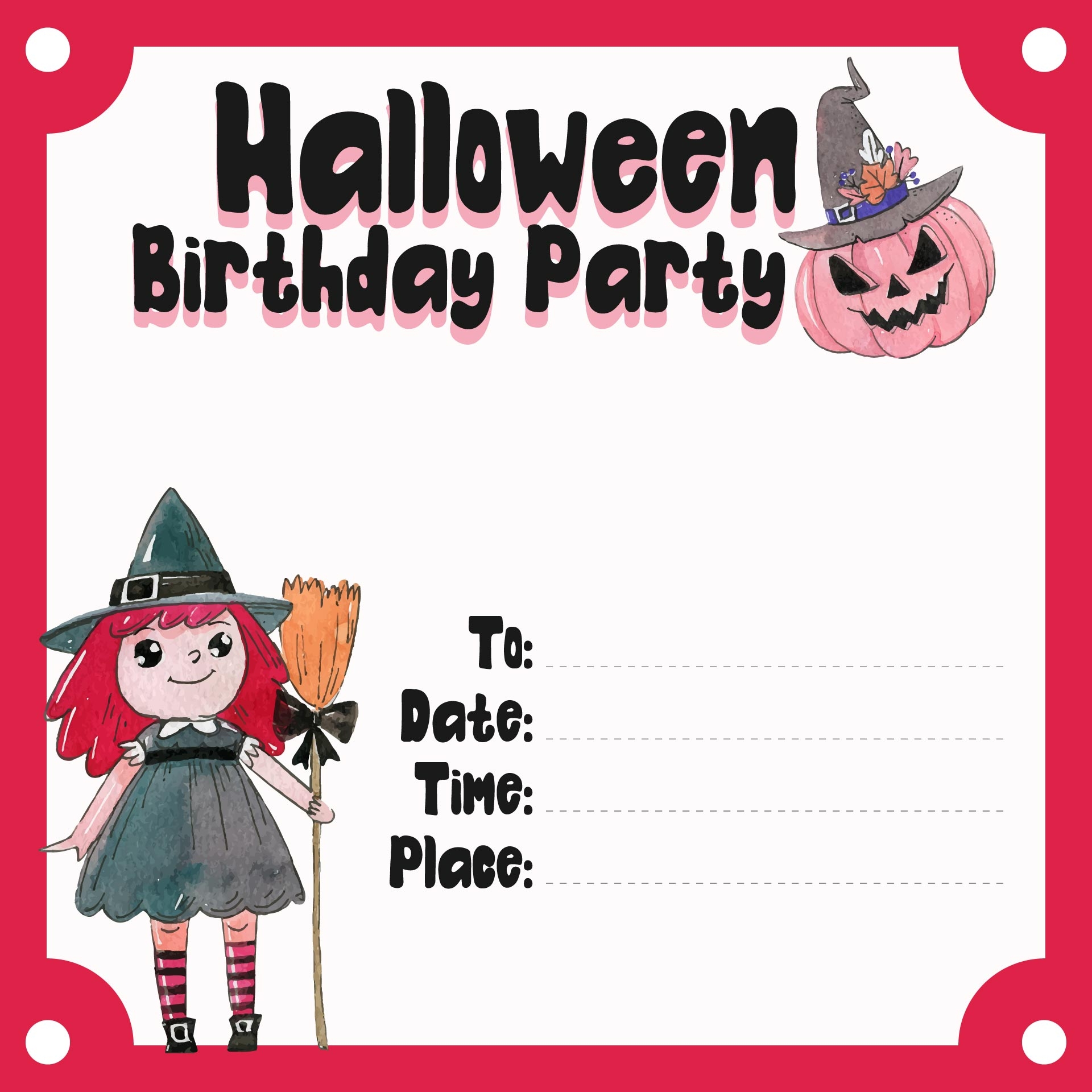 Halloween Party Birthday Invitations 15 Free PDF Printables Printablee
