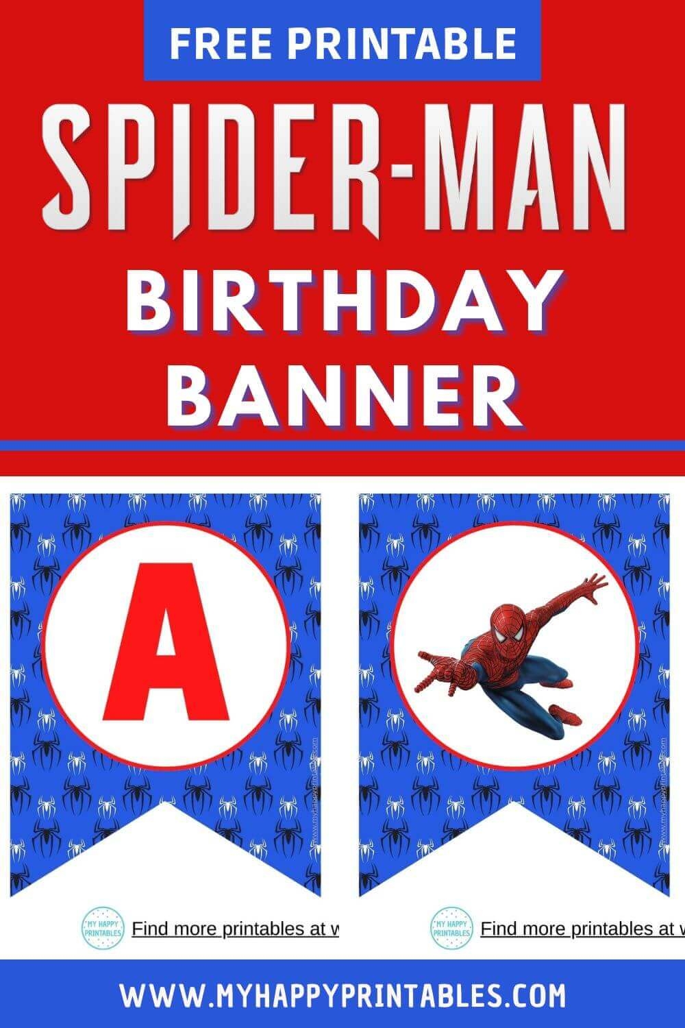 Happy Birthday Banner Free Printable Spiderman Alphabet Letters 