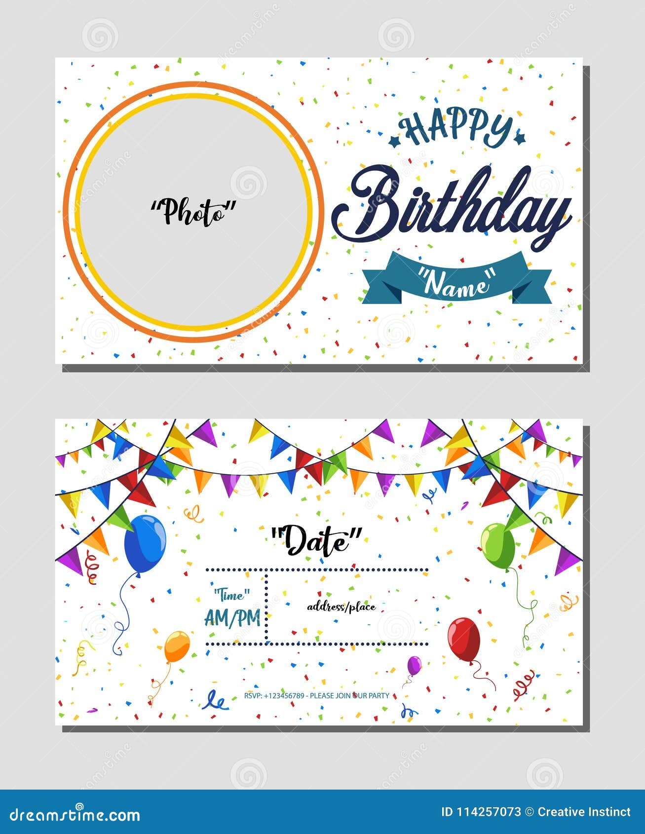 Happy Birthday Invitation Card Template Vector Illustration Of 