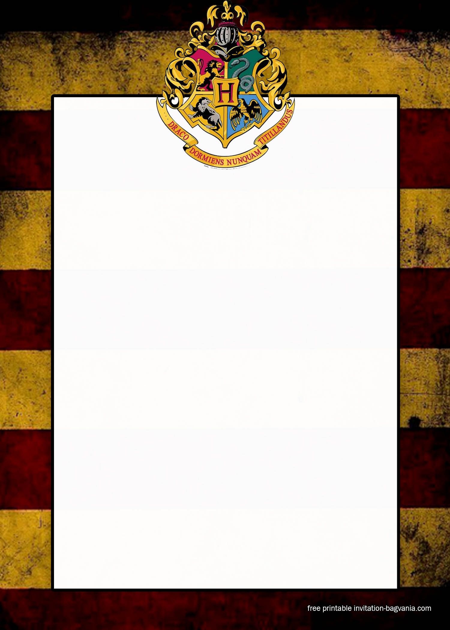 Harry Potter Invites Template Free Birthday Wishes
