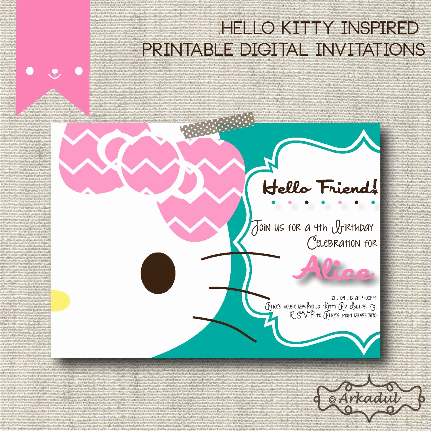 Hello Kitty Printable Invitation Elegant Hello Kitty Inspired Birthday 