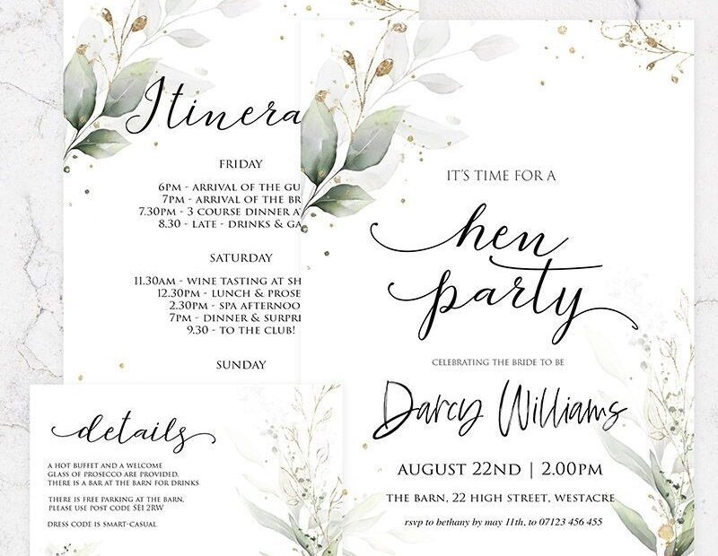 Hen Do Invite Template Printable Calendars AT A GLANCE