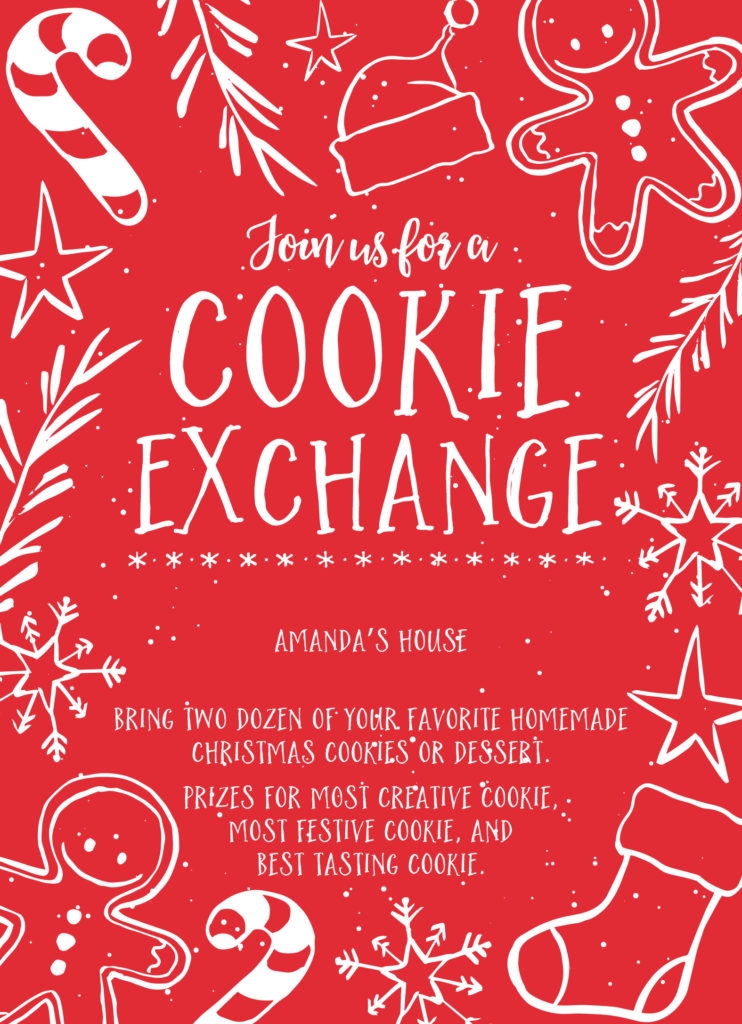 Holiday Party Christmas Cookie Exchange Invite Wording River City Belle