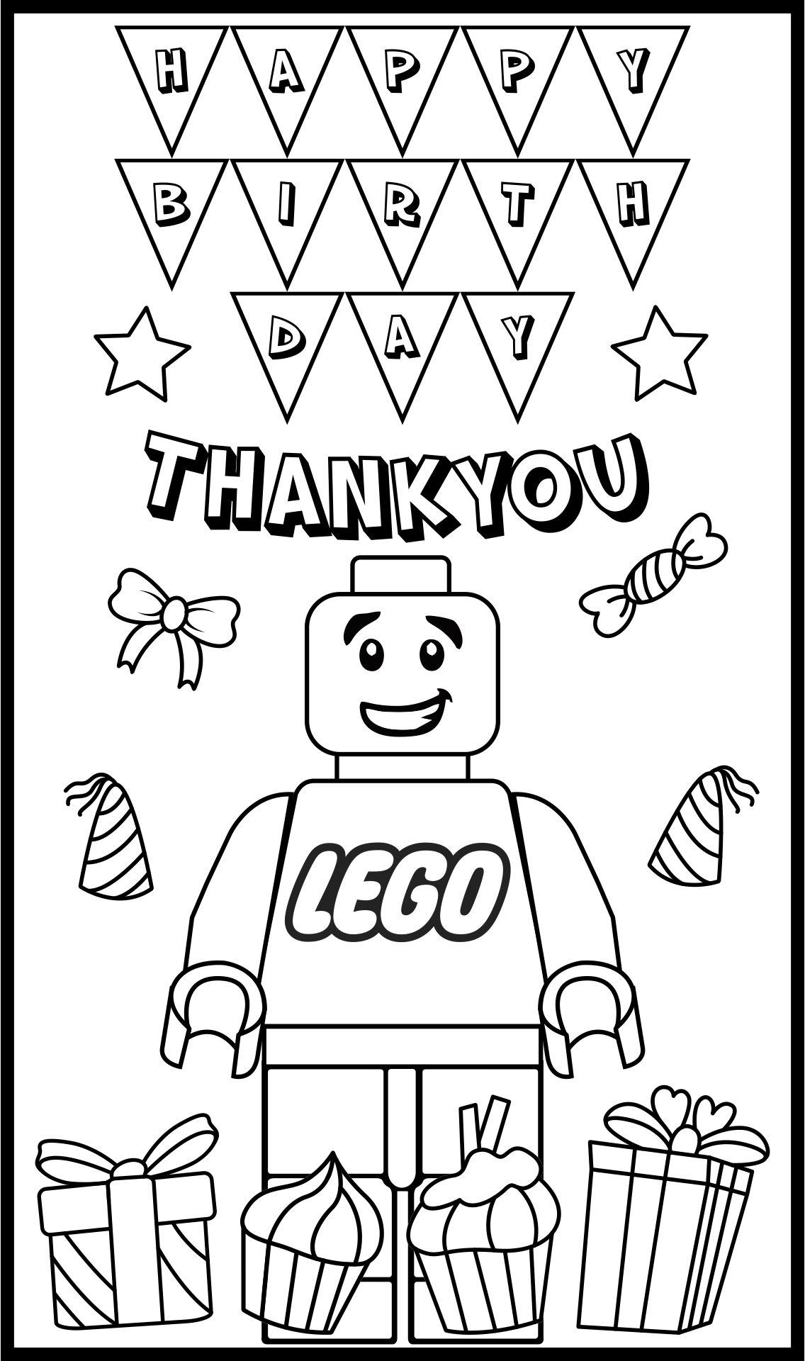 LEGO Birthday Cards To Color 10 Free PDF Printables Printablee