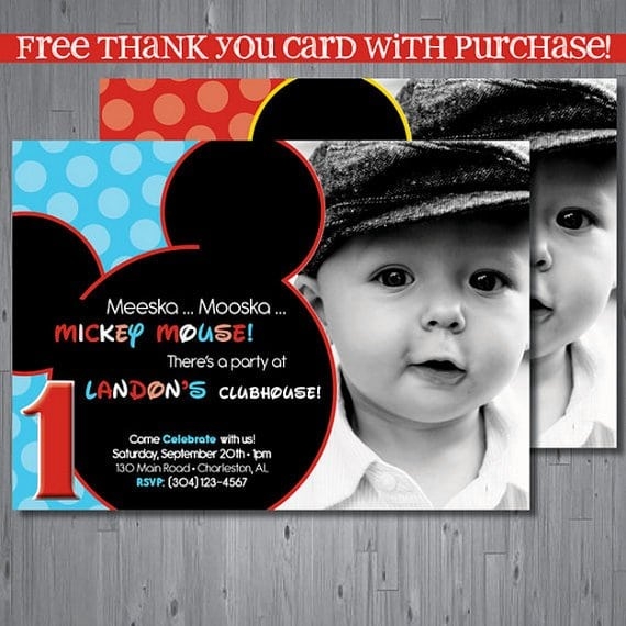 Mickey Mouse 1st Birthday Invitations Template For Free Printable