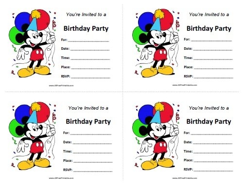 Mickey Mouse Birthday Invitations Free Printable