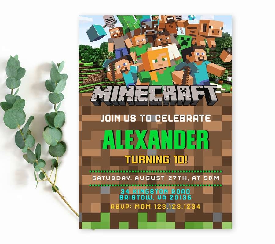 Minecraft Birthday Invitations