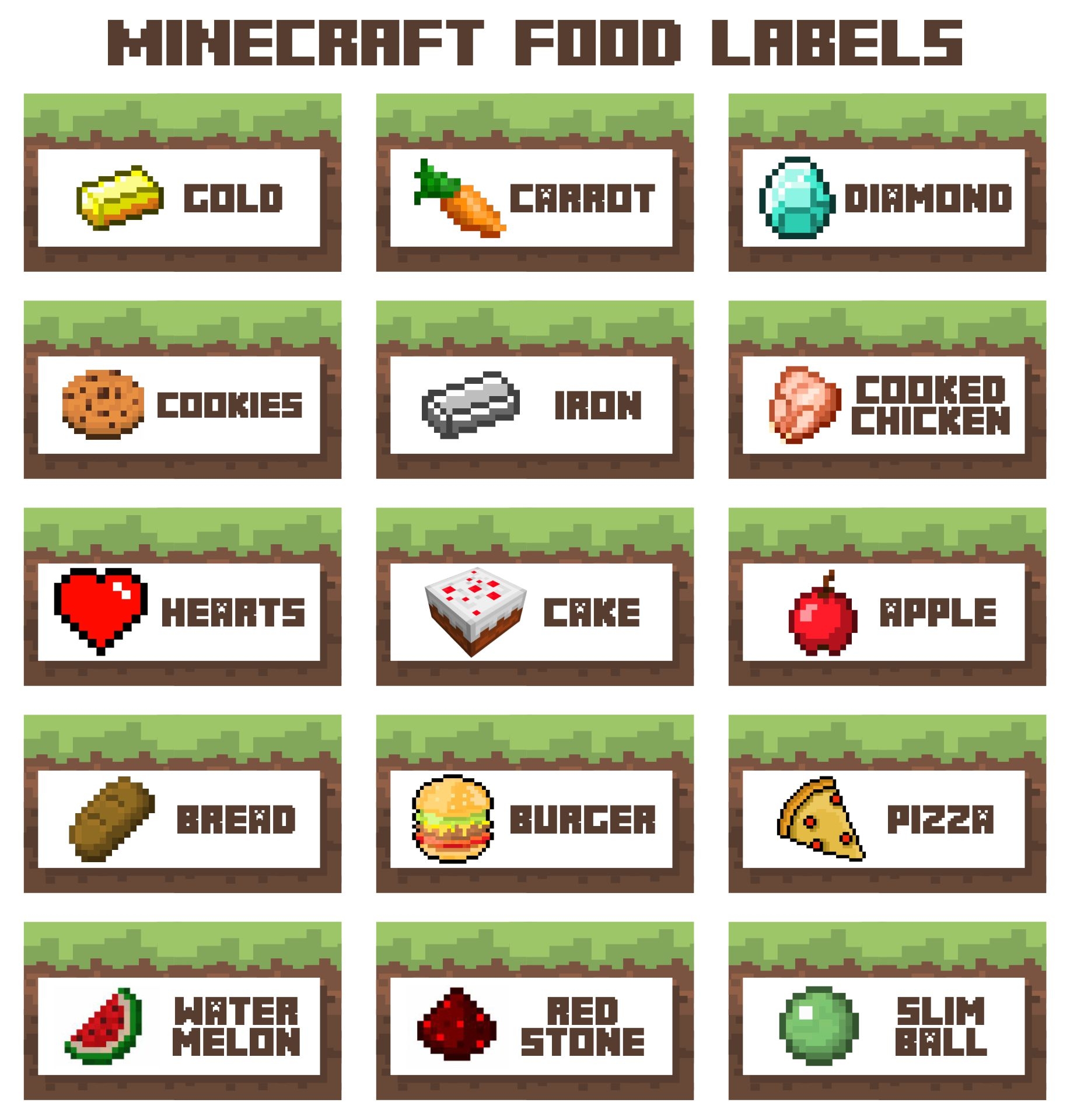 Minecraft Party Food Labels Free Printable Image To U