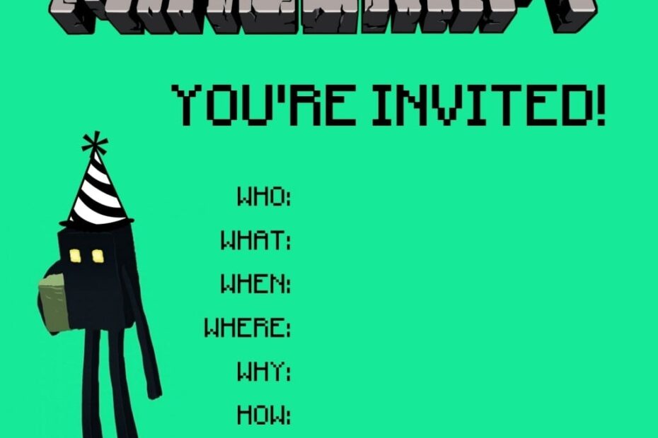 Minecraft Party Invitation Template Free