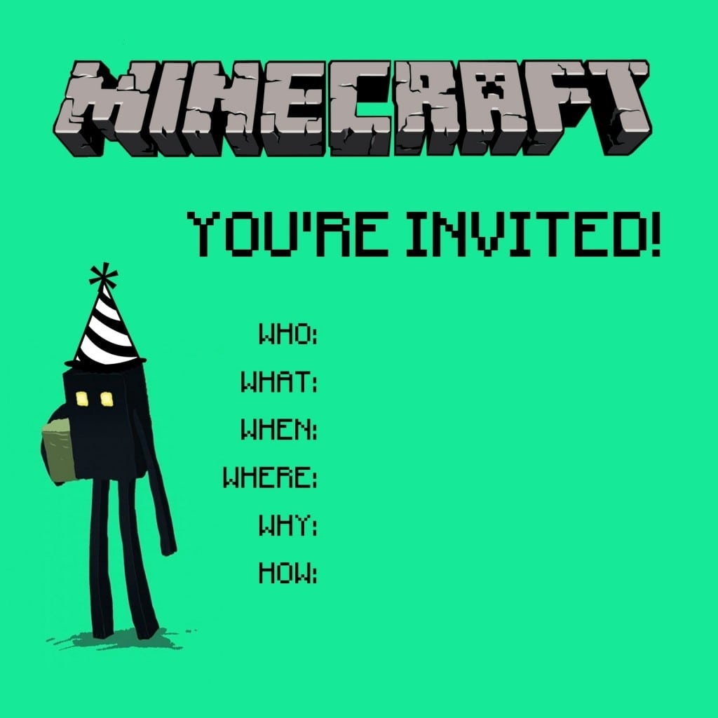 Minecraft Party Invitation Template Free