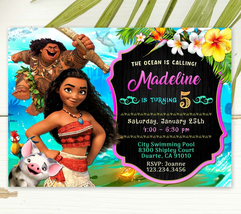 Moana Birthday Invitations Template Free