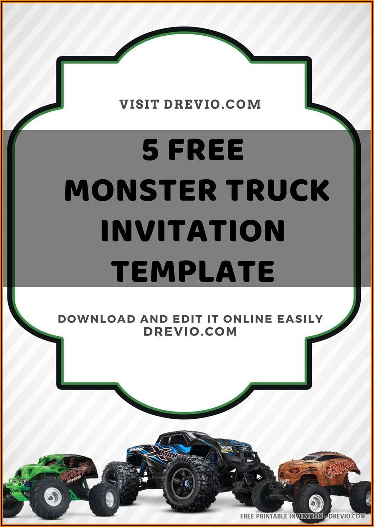 Monster Truck Invitations Printable Free Invitations Resume 