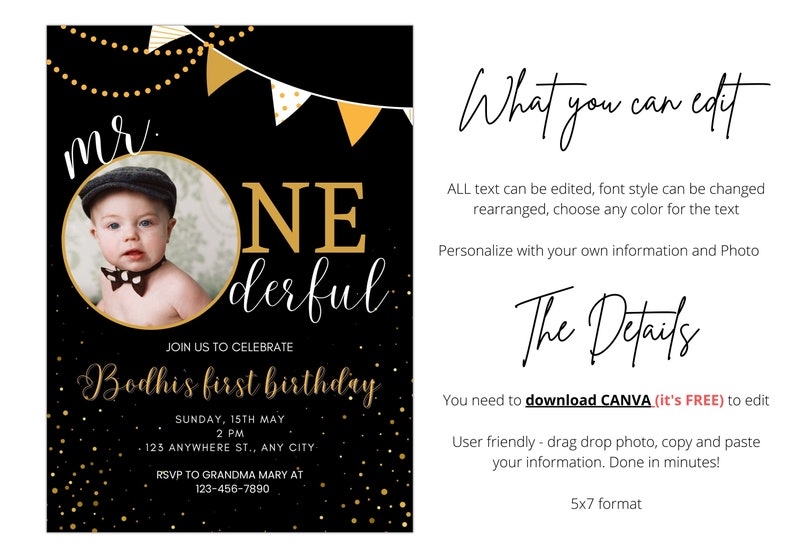 Mr Onederful Invitation Template Mr Onederful Invitation Mr Etsy