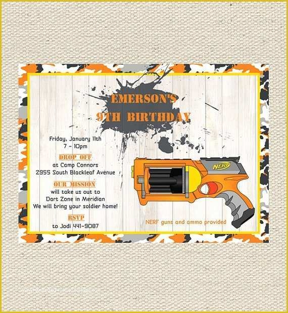 Nerf Invitation Template Free Of Nerf Birthday Invitations Printable 