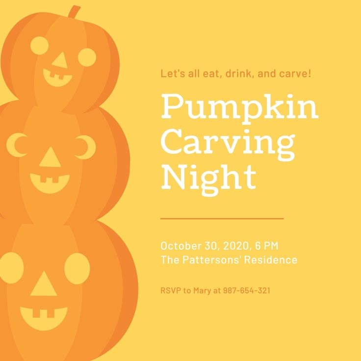 Orange And Yellow Playful Pumpkin Carving Invitation Templates By 