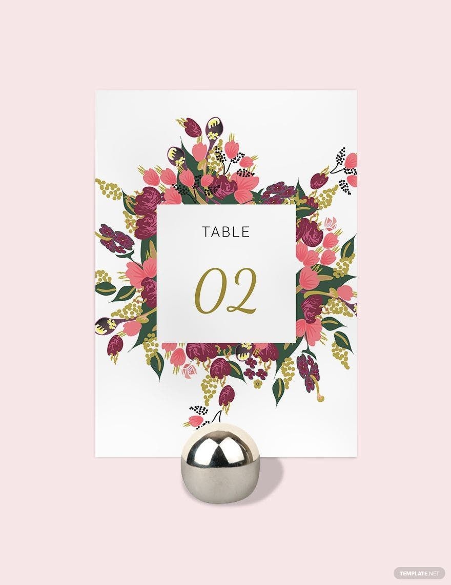 Pink Floral Wedding Table Card Template In PSD InDesign Illustrator 
