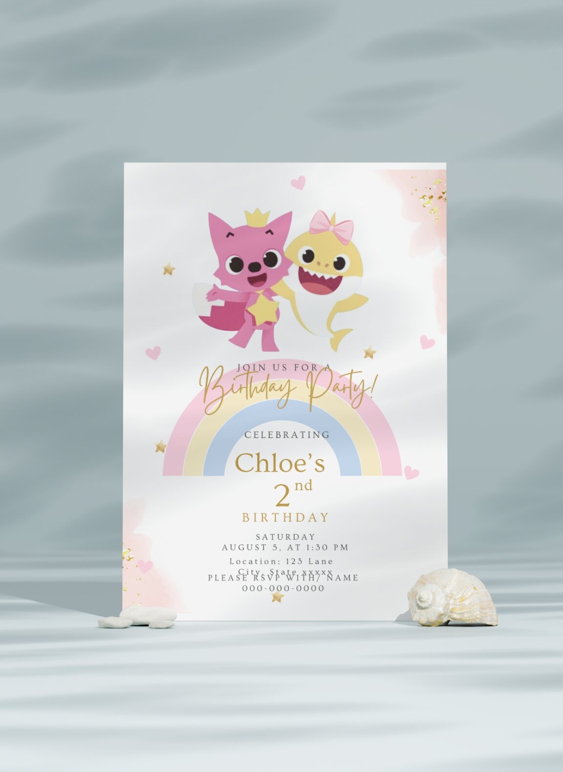 Pinkfong Birthday Invitation Rainbow Pinkfong Digital Invite Girls 