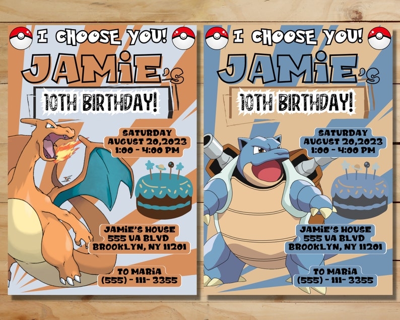 Pokemon Birthday Invitation Printable Charizard Invitation Etsy