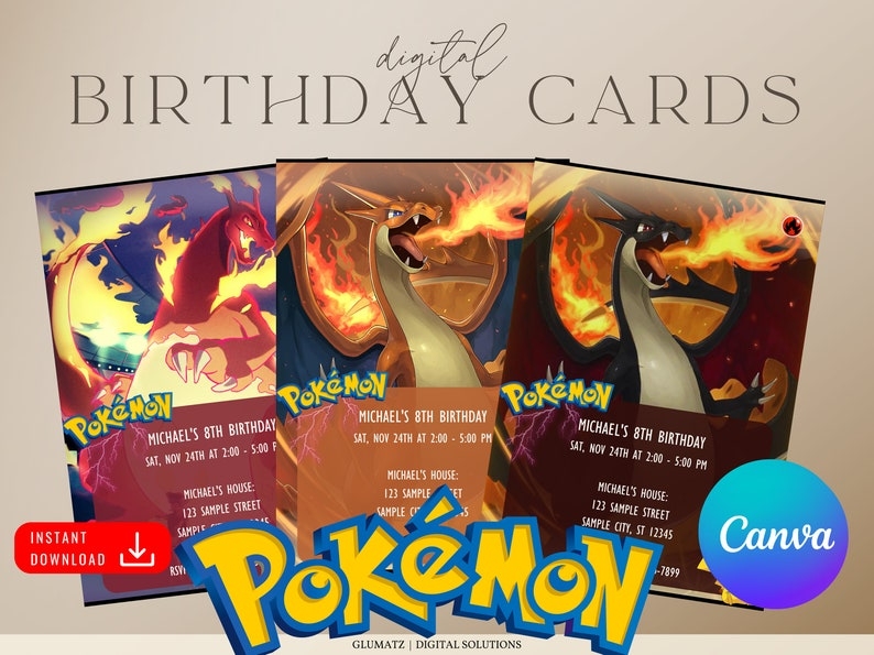Pokemon Birthday Invitation Printable Pokemon Invitation Digital 