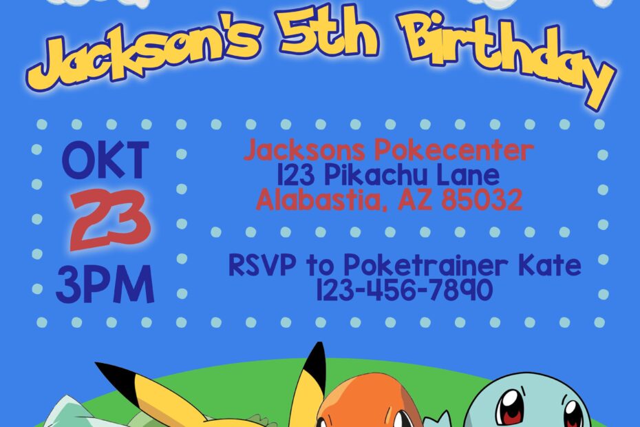 Pokemon Birthday Invitation Printable Pokemon Invitation Pokemon