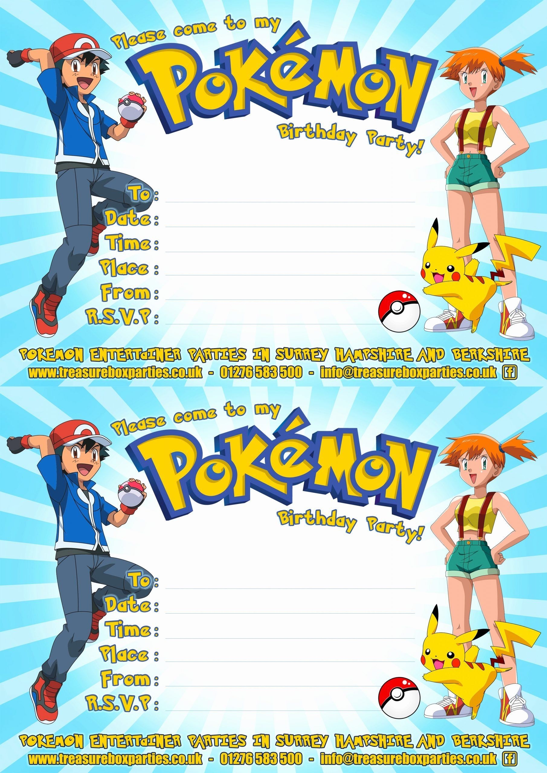 Pokemon Invitations Printable Free