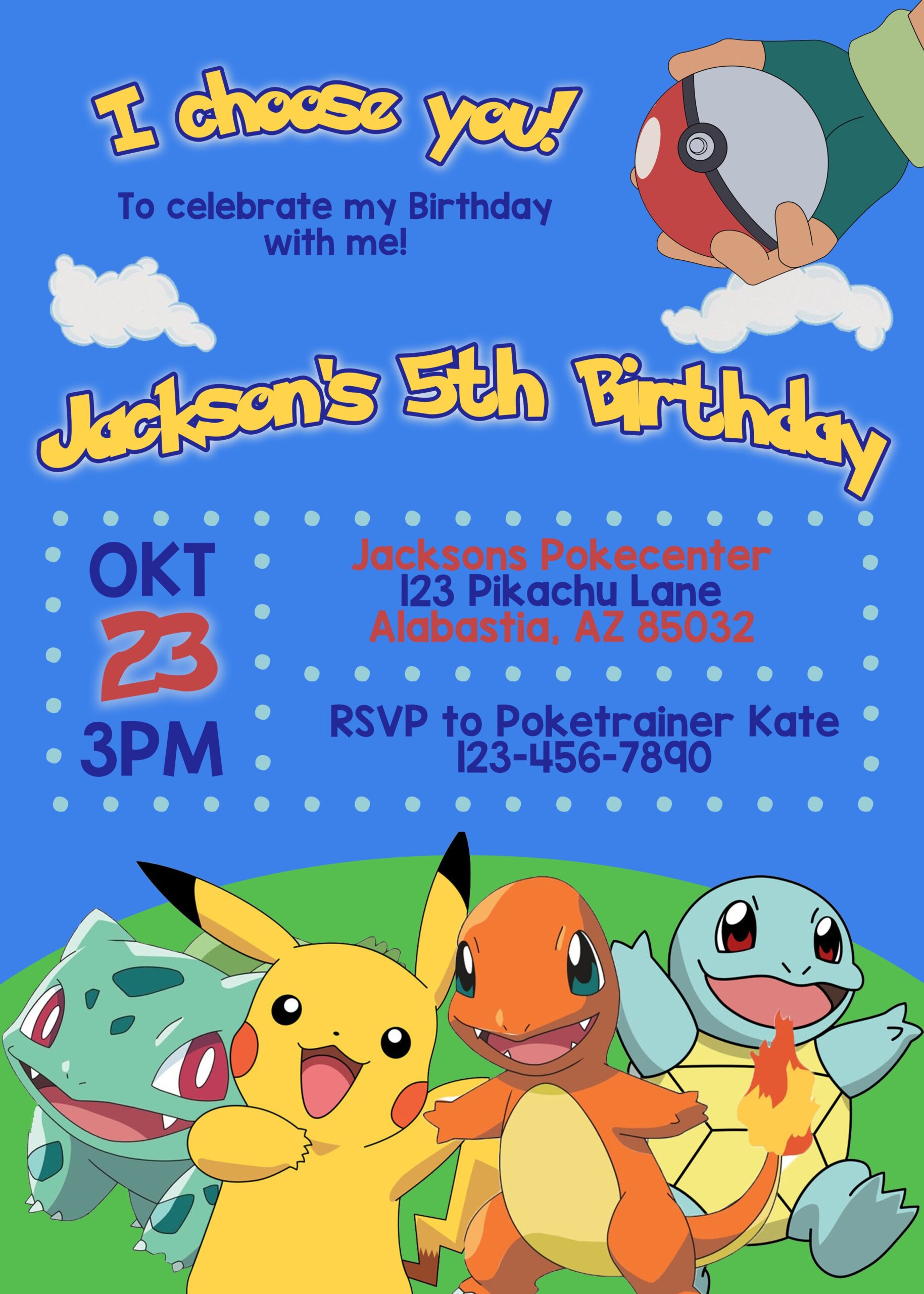 Pokemon Printable Birthday Invitations