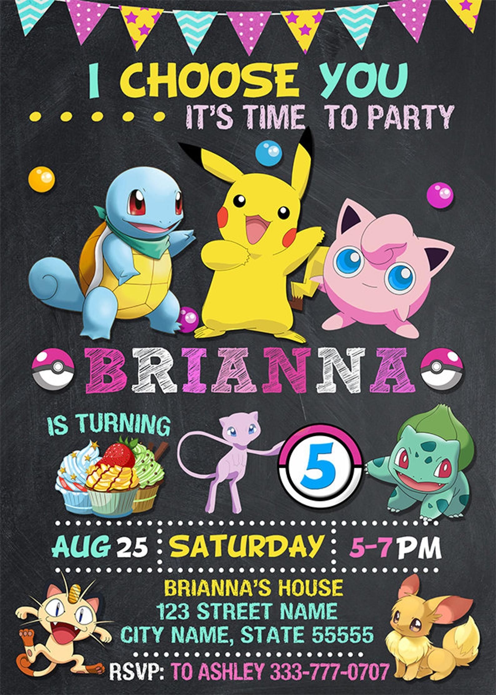 Pokemon Printable Birthday Invitations