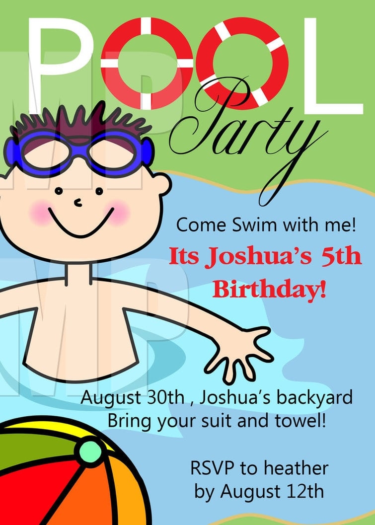 Pool Party Birthday Invitations Printable Free