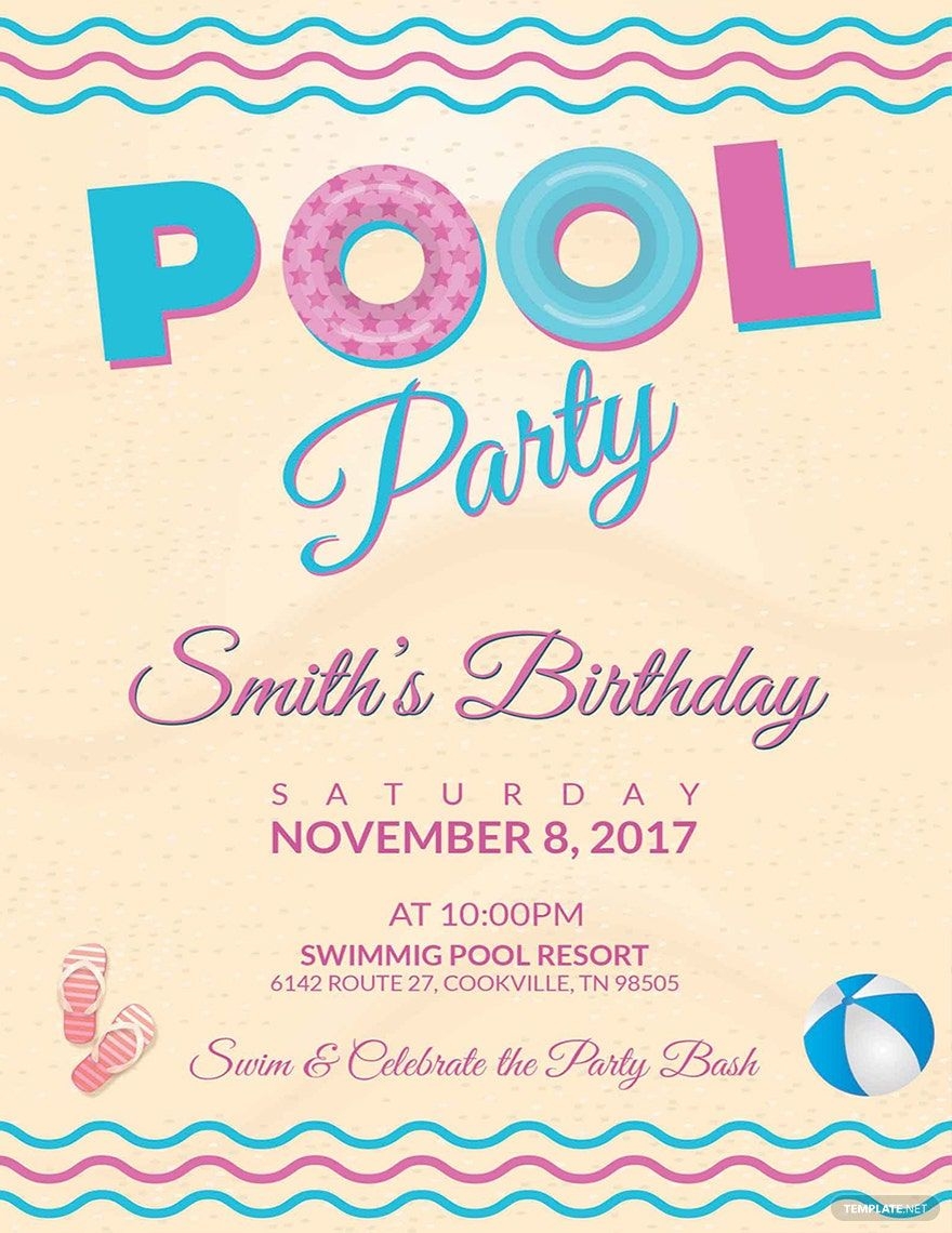 Pool Party Flyer Word Templates Design Free Download Template