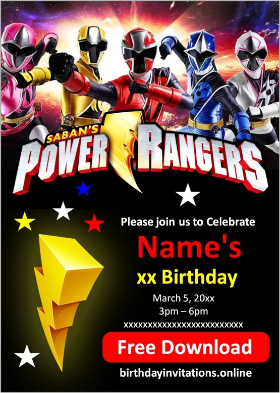 Power Rangers Invitations Birthday Invitations